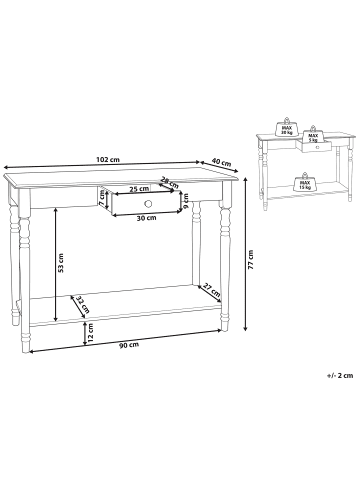 Beliani Konsolentisch TOBAGO in Weiß - (W) 102 x (H) 77 x (L) 40 cm