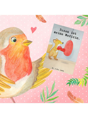 Mr. & Mrs. Panda Glückwunschkarte Fuchs Boxen Design mit Spruch in Weiß