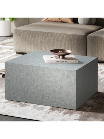 KADIMA DESIGN Couchtisch MONOBLOC 60x60x30 cm in Beton-Optik , Design in Grau