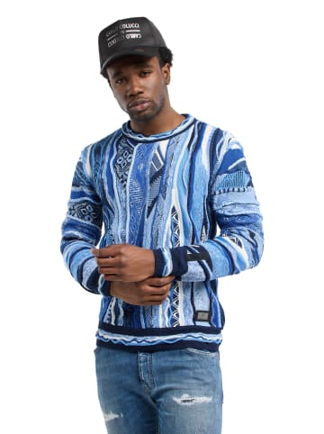 Carlo Colucci Strickpullover Feudo in Blau / Mehrfarbig