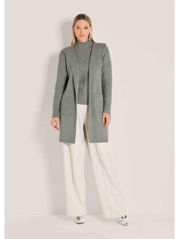 MADELEINE Urbaner Cardigan in Longform in steingrau / melange