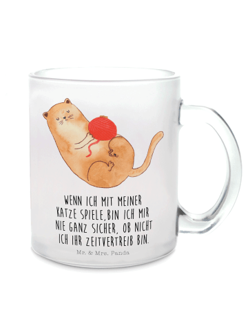 Mr. & Mrs. Panda Teetasse Katze Wolle mit Spruch in Transparent