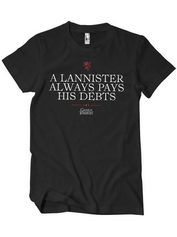 T-Shirt "A Lannister Always Pays His Debts Big Tall T-Shirt" in Schwarz