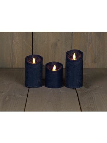 Coen Bakker 3er LED Echtwachskerze Kerze Timer in Antik Blau