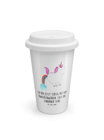Mr. & Mrs. Panda ToGo Kaffeebecher Einhorn Pupsen mit Spruch in Weiß