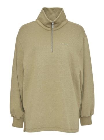 MAZINE Sweatshirt Barry Half Zip in moss mel.