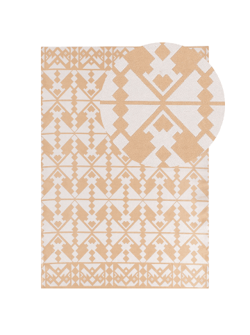 Beliani Outdoorteppich BALASORE in Beige/Weiß - (W) 160 x (L) 230 cm