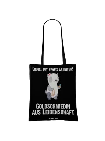 Mr. & Mrs. Panda Tasche Goldschmiedin Leidenschaft mit Spruch in Schwarz