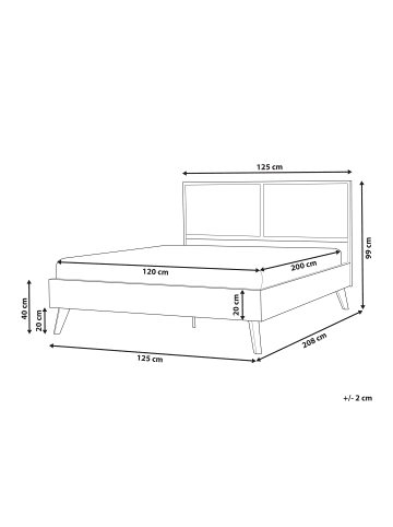 Beliani Doppelbett MONPAZIER in Schwarz/Braun - (W) 125 x (H) 99 x (L) 208 cm