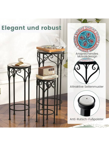 COSTWAY Blumenständer Mosaik 3er Set in Schwarz