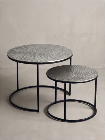 KADIMA DESIGN Tisch 2er Set Aluminium, handgefertigt, fertig montiert in Silber