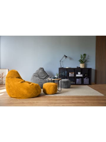 Lumaland Sitzsack-Hocker Pouf rund Cord 50l senfgelb gelb