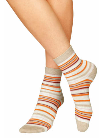 H.I.S Socken in 2x beige-melange, 2x rot-melange, 2x blau