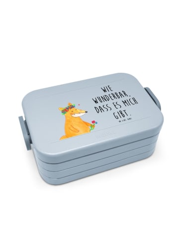 Mr. & Mrs. Panda MEPAL Bentobox Fuchs Blumen Motiv mit Spruch in Blau Pastell