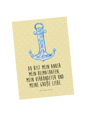 Mr. & Mrs. Panda Wanddeko Anker Blau mit Spruch in Gelb Pastell