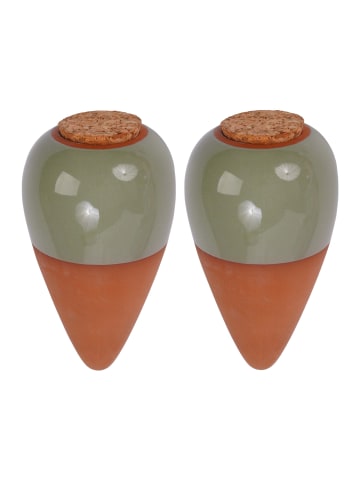 relaxdays 2 x Tonkegel in Terrakotta/ Salbei - 350 ml