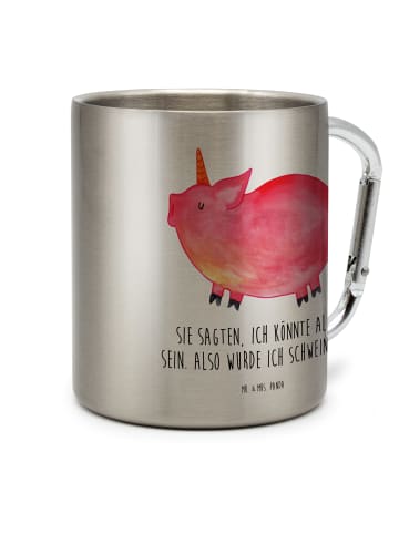 Mr. & Mrs. Panda Kaffeetasse Einhorn Schwein mit Spruch in Silber