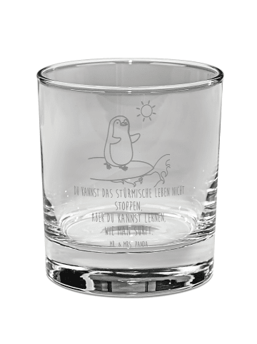 Mr. & Mrs. Panda Whiskyglas Pinguin Surfer mit Spruch in Transparent