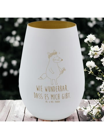 Mr. & Mrs. Panda Outdoor Windlicht Fuchs Blumen mit Spruch in Weiß