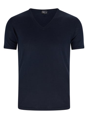 CASH-MERE.CH T-Shirt mit V-Ausschnitt in Marine Blau