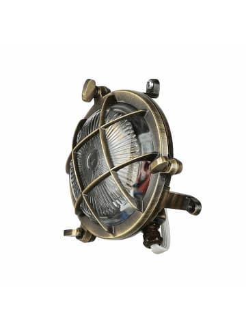 Licht-Erlebnisse Außen Wandlampe Ø 14 x (H)14 cm in Messing AntikMessing Antik