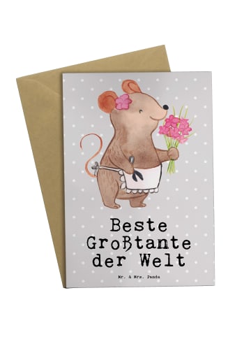 Mr. & Mrs. Panda Grußkarte Maus Beste Großtante der Welt mit Spruch in Grau Pastell