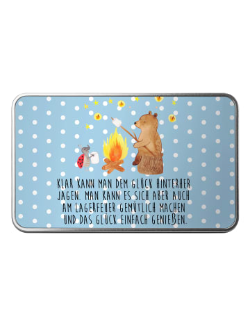 Mr. & Mrs. Panda Teedose Bär & Marienkäfer Lagerfeuer mit Spruch in Blau Pastell