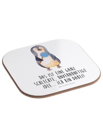 Mr. & Mrs. Panda Untersetzer Kaffee Pinguin Lolli mit Spruch in Weiß