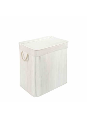 WohnDirect Wäschekorb mit Deckel BAMBOO in Weiß