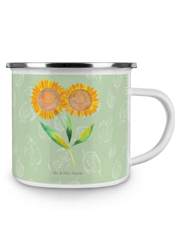 Mr. & Mrs. Panda Emaille Tasse Blume Sonnenblume ohne Spruch in Blattgrün