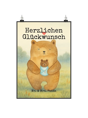 Mr. & Mrs. Panda Poster Bär Baby Design mit Spruch in Weiß