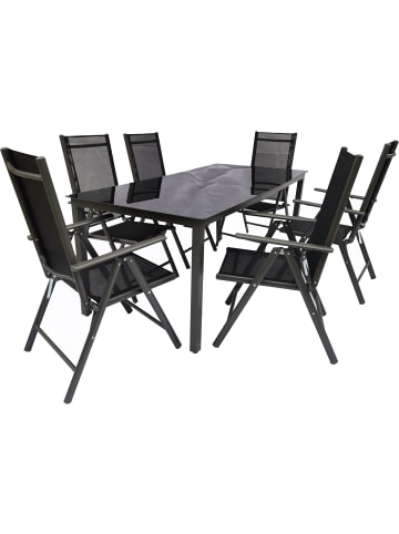VCM  Alu Glas Gartenset Sitzgruppe Tisch Stühle 190 SW in Anthrazit