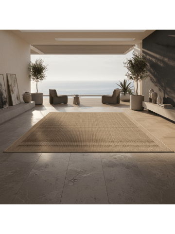 KADIMA DESIGN Teppich Outdoor Waschbar Vintage JUNGFRAU Strapazierfähig OEKO-TEX in Schwarz