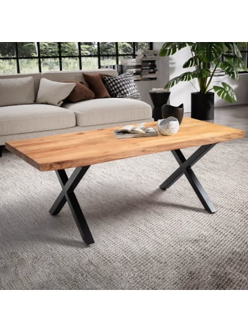 KADIMA DESIGN Couchtisch 120x60x46 cm Massivholz / Metall Baumkante, Design