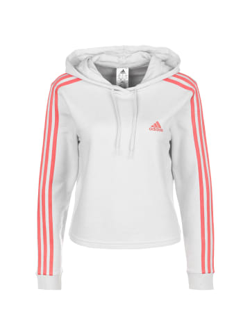 Adidas Sportswear Kapuzenpullover Essentials 3-Streifen Cropped in hellgrau / rosa