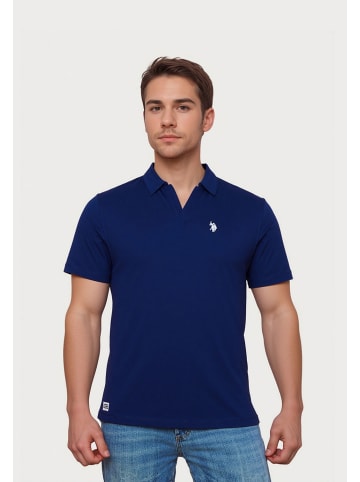 U.S. Polo Assn. Poloshirt 'Knopflos' in dunkelblau