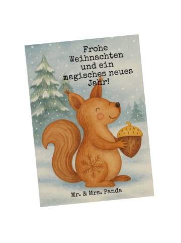 Mr. & Mrs. Panda Postkarte Eichhörnchen Weihnachten Design mit S... in Weiß
