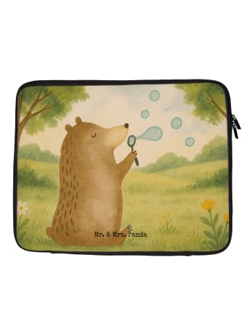 Mr. & Mrs. Panda Laptop Tasche Bär Seifenblasen Design ohne Spruch in Weiß