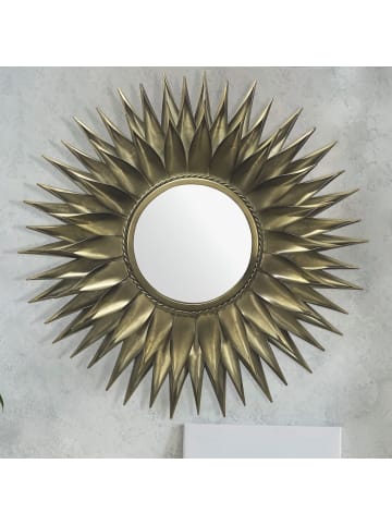 KADIMA DESIGN Wandspiegel Sonne 74 cm Metall Design Hängespiegel Messing Antik,