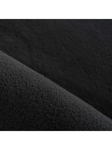 KADIMA DESIGN Teppich Kurzflor Waschbar Einfarbig NECKAR Strapazierfähig OEKO-TEX in Schwarz