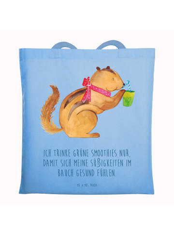 Mr. & Mrs. Panda Jutebeutel Eichhörnchen Smoothie mit Spruch in Sky Blue