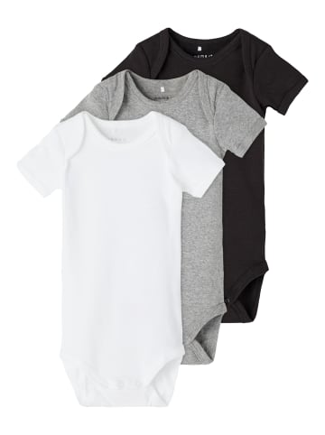 name it Unisex 3er-Pack Bodys kurzarm einfarbig Black 50