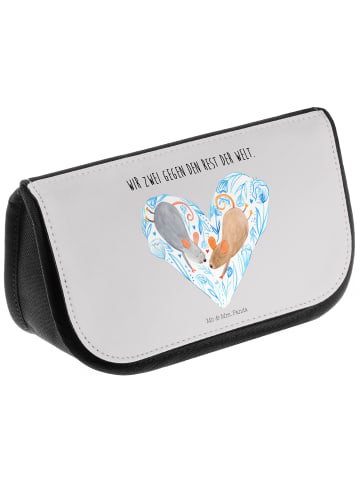 Mr. & Mrs. Panda Make-Up Tasche Mäuse Herz mit Spruch in Grau Pastell