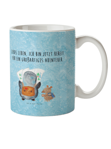 Mr. & Mrs. Panda Kindertasse Pinguin & Maus Wanderer mit Spruch in Eisblau