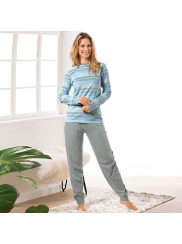REDBEST Single-Jersey Schlafanzug in blau/grau