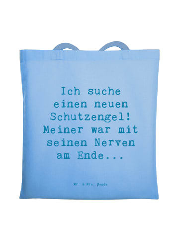 Mr. & Mrs. Panda Einkaufstasche Spruch Neuer Schutz mit Spruch in Sky Blue