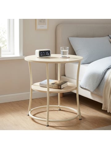 relaxdays Beistelltisch in Natur/ Creme - (H)55 x ø 55 cm