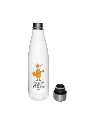 Mr. & Mrs. Panda Edelstahl Isolierflasche Fuchs Keks mit Spruch in Weiß