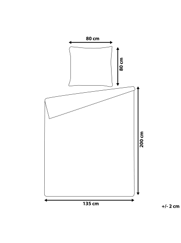 Beliani Bettwäsche BALLARD in Blau/Grau/Weiß - (W) 135 x (H) 1 x (L) 200 cm