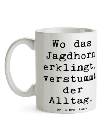 Mr. & Mrs. Panda Porzellantasse Spruch Jagdhorn Melodie mit Spruch in Weiß